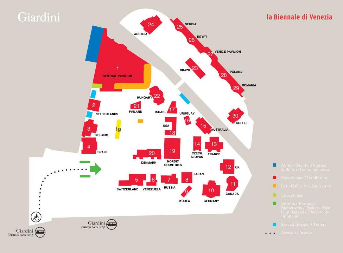mapa biennale w Wenecji