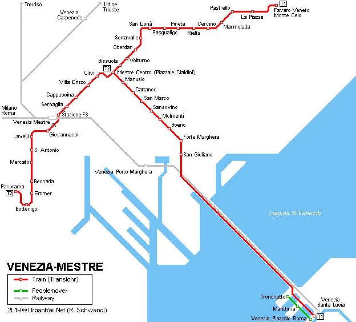 Wenecja kolejowego Santa Lucia mapie