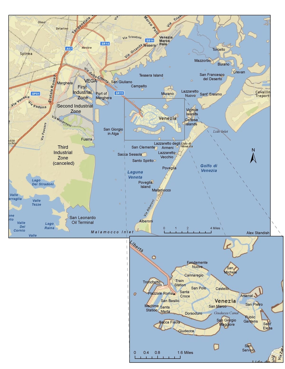 mapa Wenecji i wysp laguny 