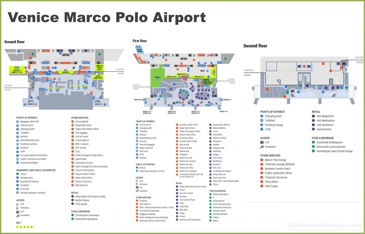 mapa terminalu lotniska w Wenecji 