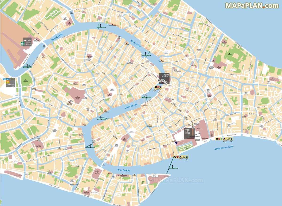 mapa Wenecja Włochy kanały