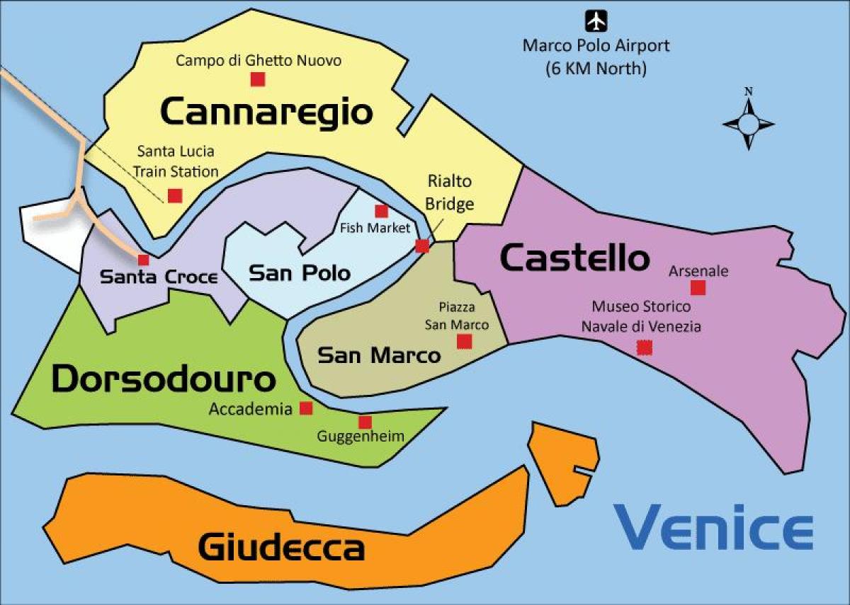 mapa Wenecji sestiere 